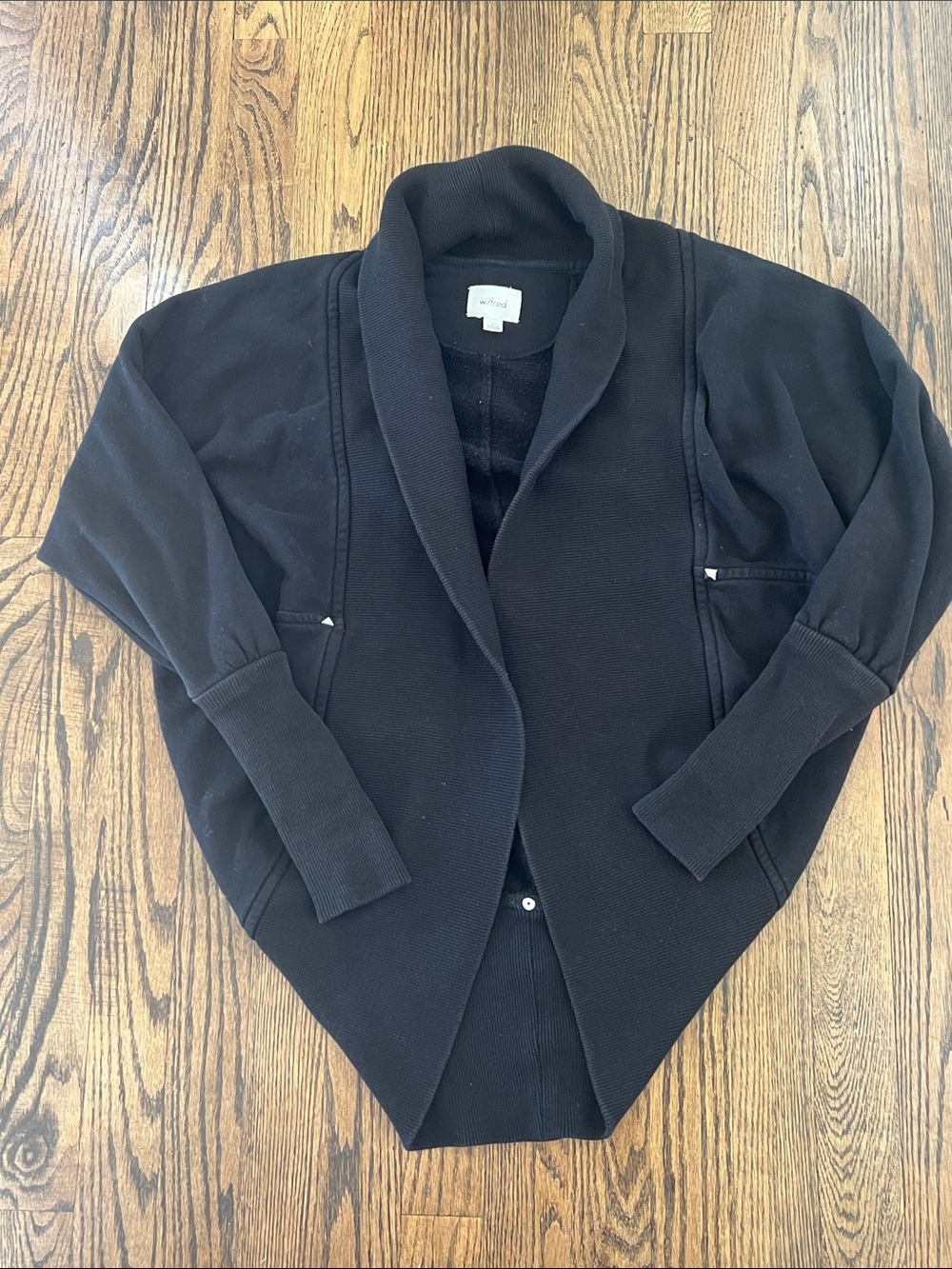 Wilfred Black Open-Front Shawl Collar Knit